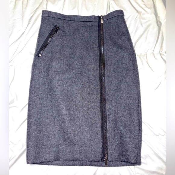 J.Crew soft 100% wool pencil skirt size 0 grey charcoal zipper - Picture 1 of 7